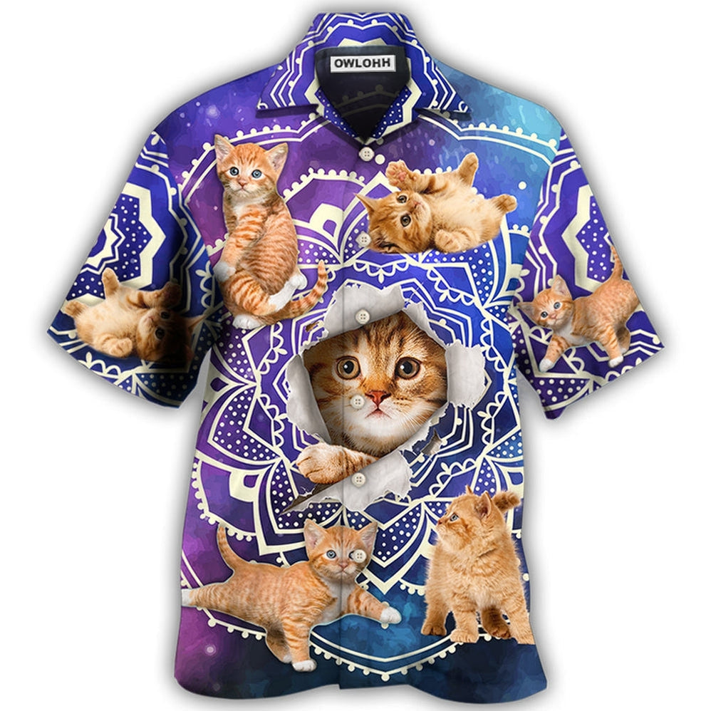 Hawaiian Shirt / Adults / S Cat Tabby Cat Yoga Galaxy Yoga Pose Funny - Hawaiian Shirt 