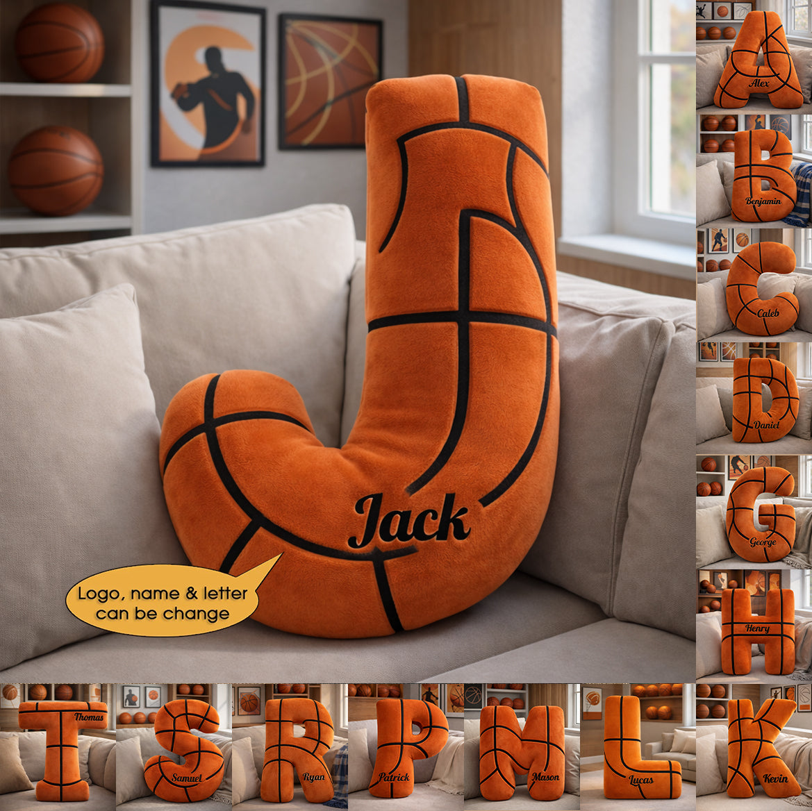 Basketball Pillow Custom Name and Logo 2 All Teams Irregular-Shaped Pillow-Shaped Pillow-5TO9VIBE