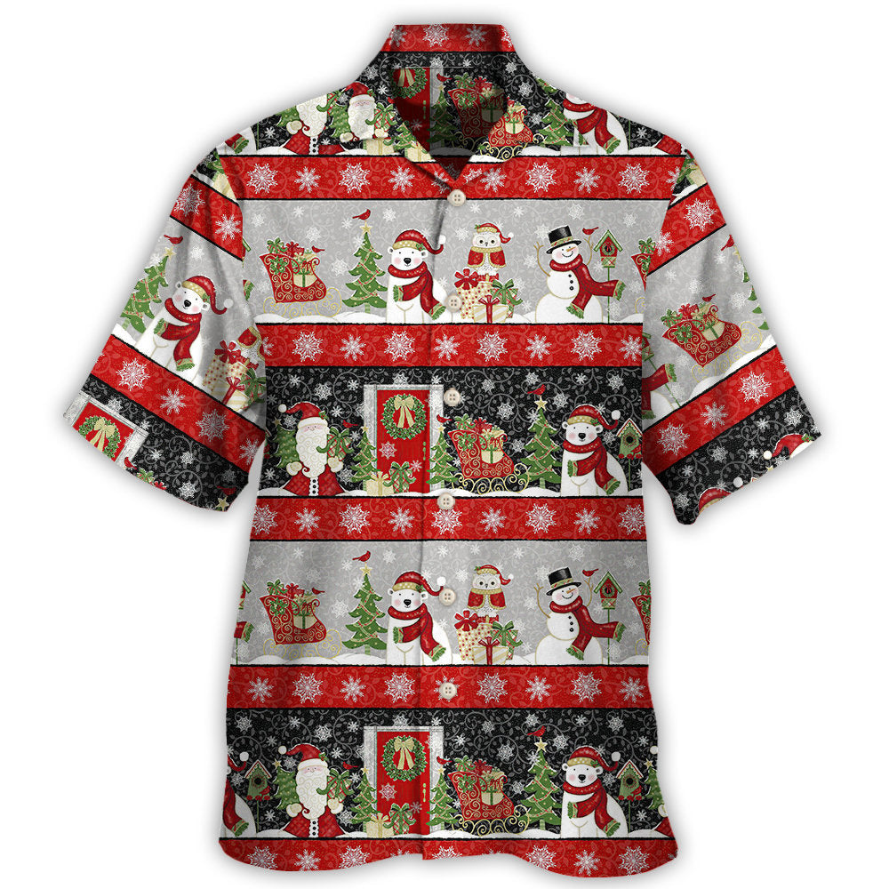 Hawaiian Shirt / Adults / S Christmas Santa Claus And Snowman Happy Xmas - Hawaiian Shirt 