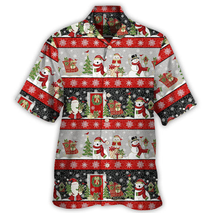 Hawaiian Shirt / Adults / S Christmas Santa Claus And Snowman Happy Xmas - Hawaiian Shirt 