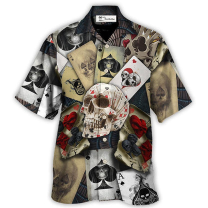 Skull Gambling Card Retro Art - Unisex Hawaiian Shirt For Men and Women