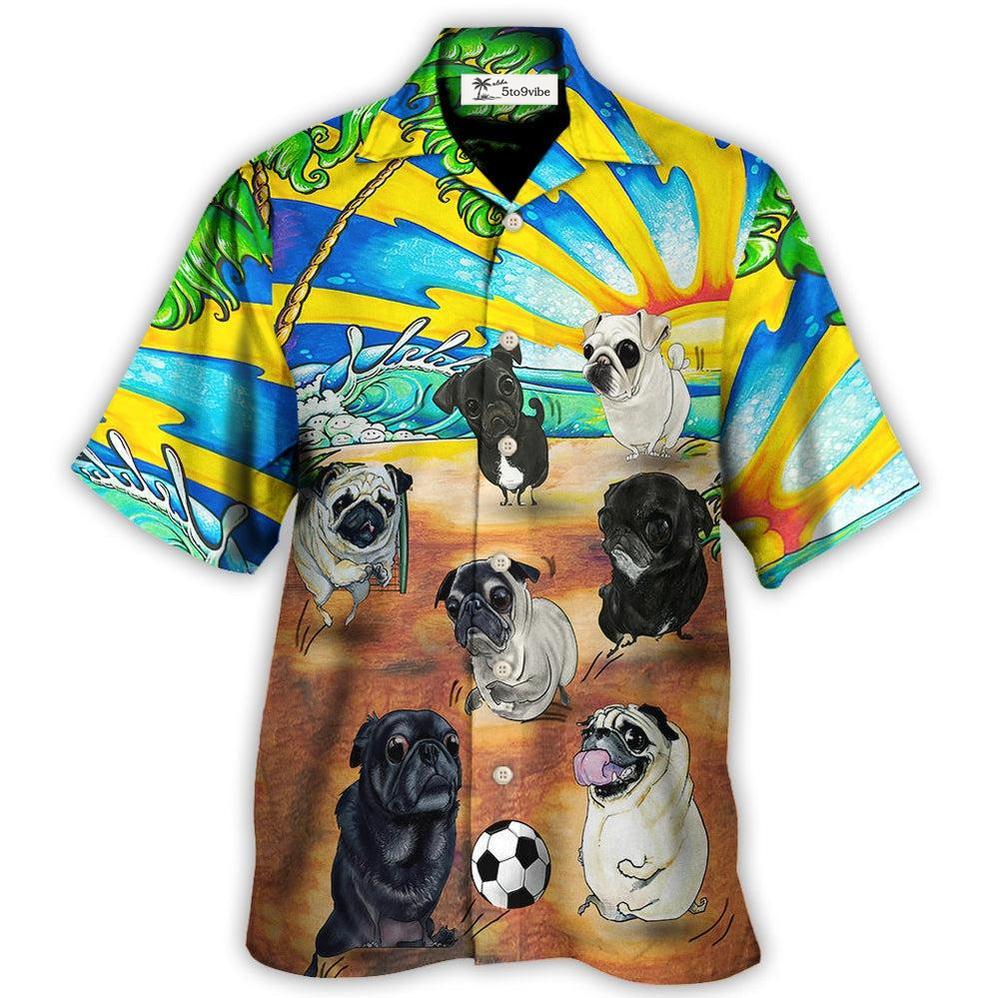 Hawaiian Shirt / Adults / S Soccer Beach Sports Pug Dog Beach - Hawaiian Shirt 