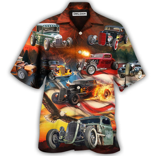 Hawaiian Shirt / Adults / S Hot Rod Independence Day American Flag - Hawaiian Shirt 