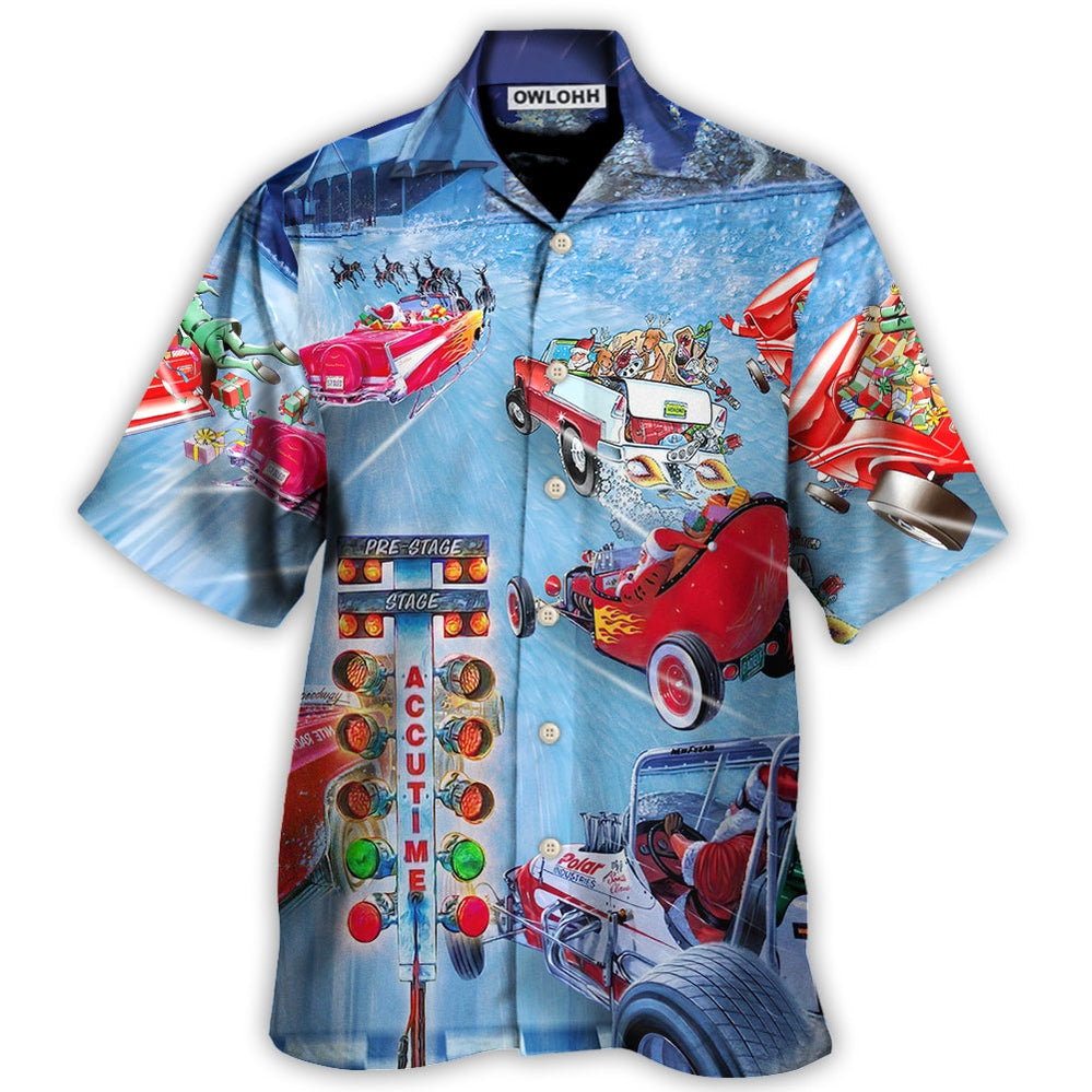 Hawaiian Shirt / Adults / S Christmas Santa Claus Start Drag Racing Light - Hawaiian Shirt 