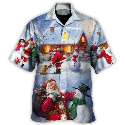 Hawaiian Shirt / Adults / S Christmas Santa Love Snowman In The Village Gift For Xmas - Hawaiian Shirt 
