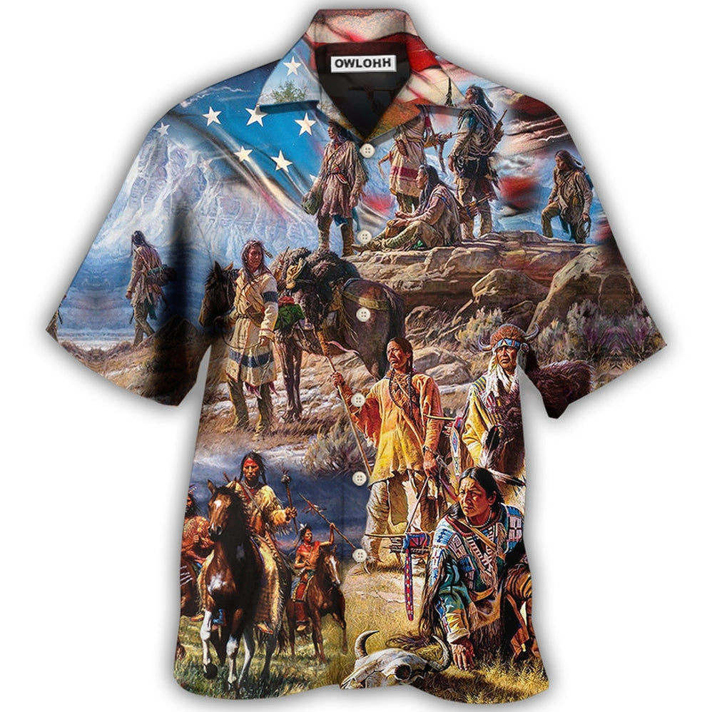 Hawaiian Shirt / Adults / S Native American Independence Day American Flag - Hawaiian Shirt 