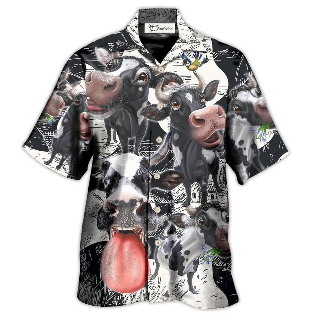 Hawaiian Shirt / Adults / S Cow Funny Dairy Cow Happy Life In The Farm - Hawaiian Shirt 