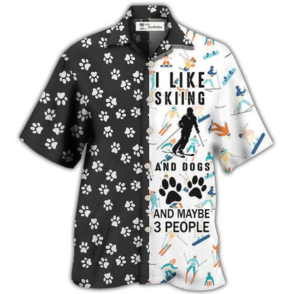 Hawaiian Shirt / Adults / S Skiing I Like Skiing And Dogs - Hawaiian Shirt 