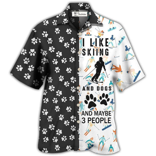 Hawaiian Shirt / Adults / S Skiing I Like Skiing And Dogs - Hawaiian Shirt 