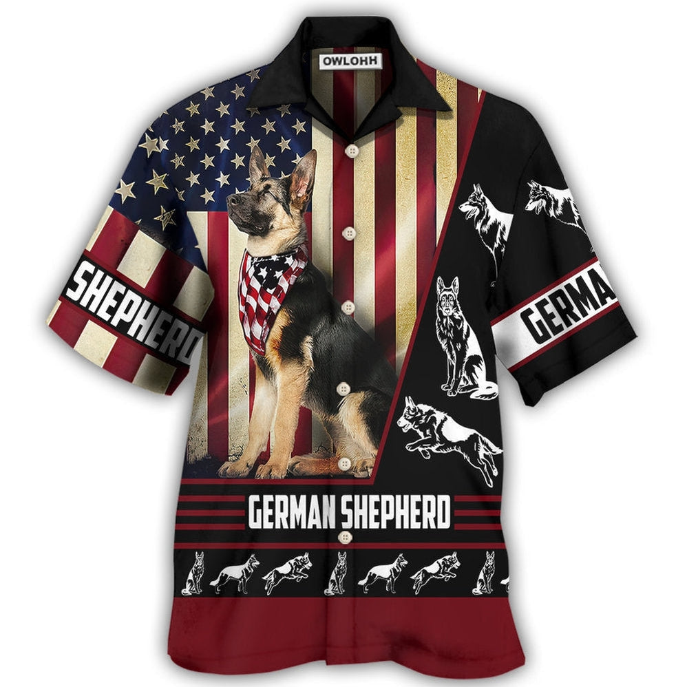 Hawaiian Shirt / Adults / S German Shepherd American Flag - Hawaiian Shirt 