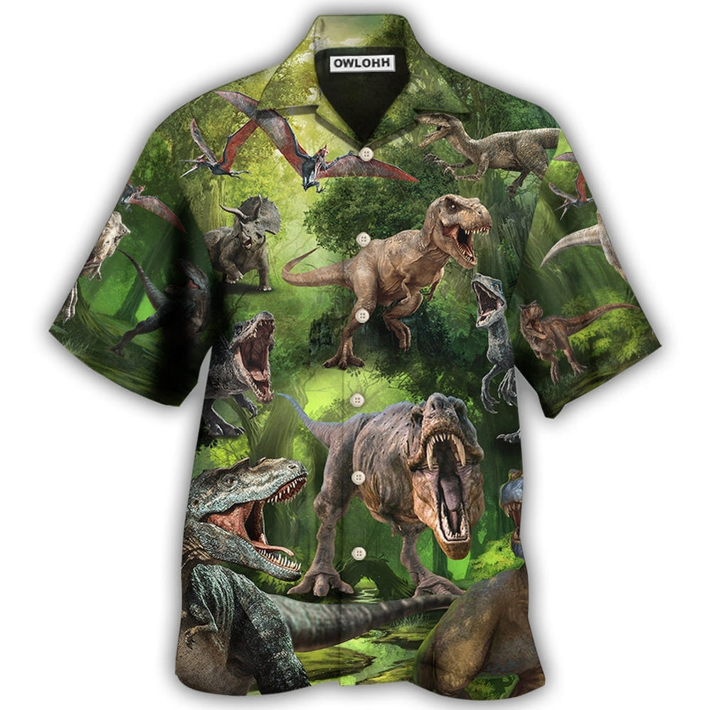Hawaiian Shirt / Adults / S Dinosaur Cool In The Forest Style - Hawaiian Shirt 