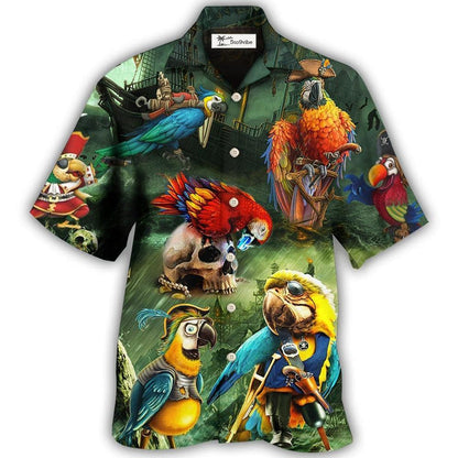 Hawaiian Shirt / Adults / S Parrot Funny Parrot Pirates In The Ocean - Hawaiian Shirt 