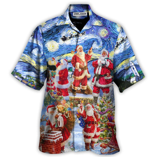 Christmas Santa Snow Night Merry Xmas - Hawaiian Shirt 