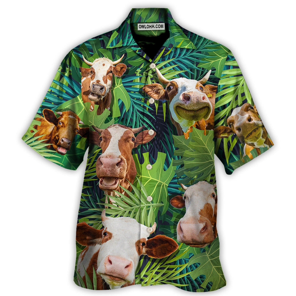 Cow Face Troll Funny Lover Cattle Tropical Style - Hawaiian Shirt 