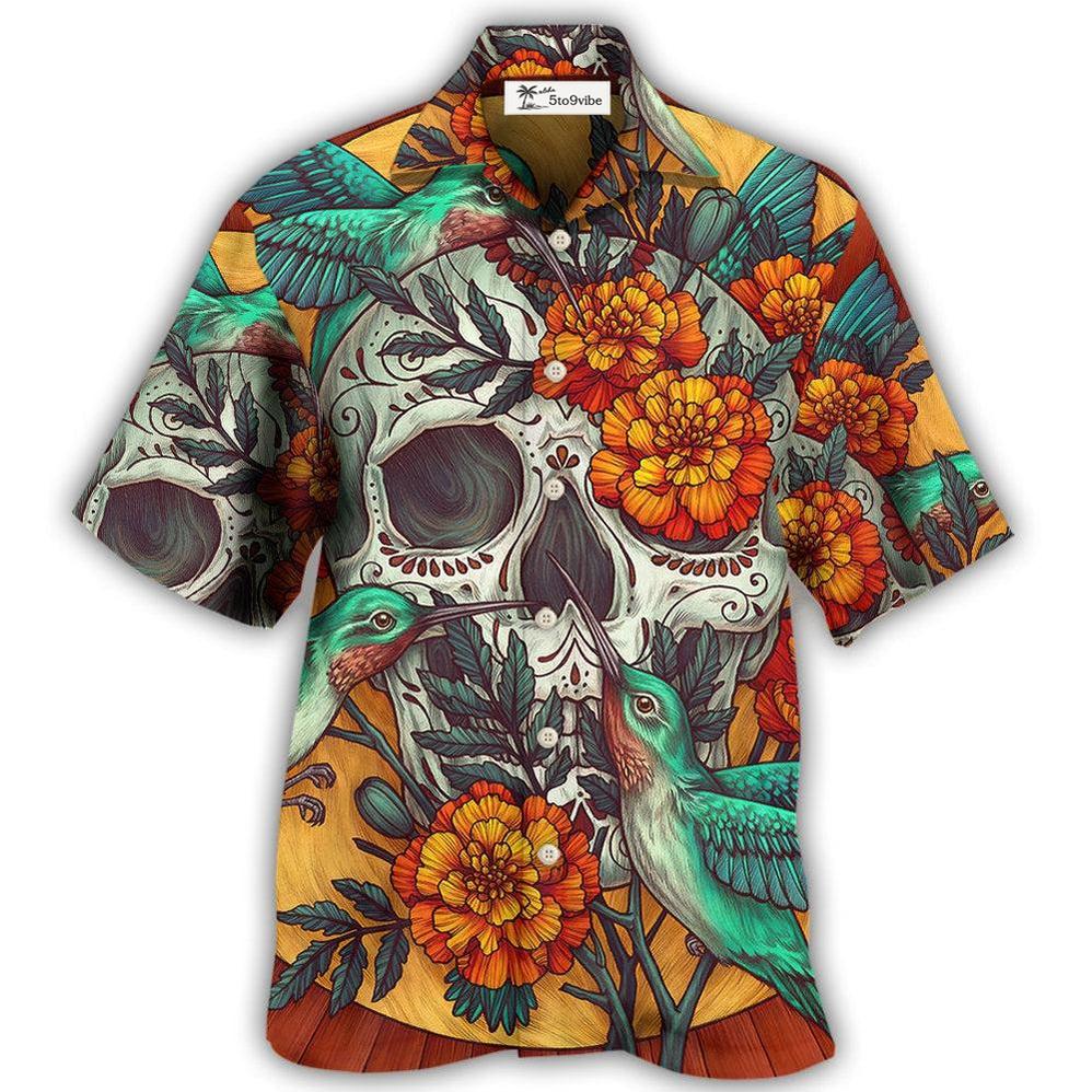 Hawaiian Shirt / Adults / S Skull Floral Skull Hummingbird - Hawaiian Shirt 