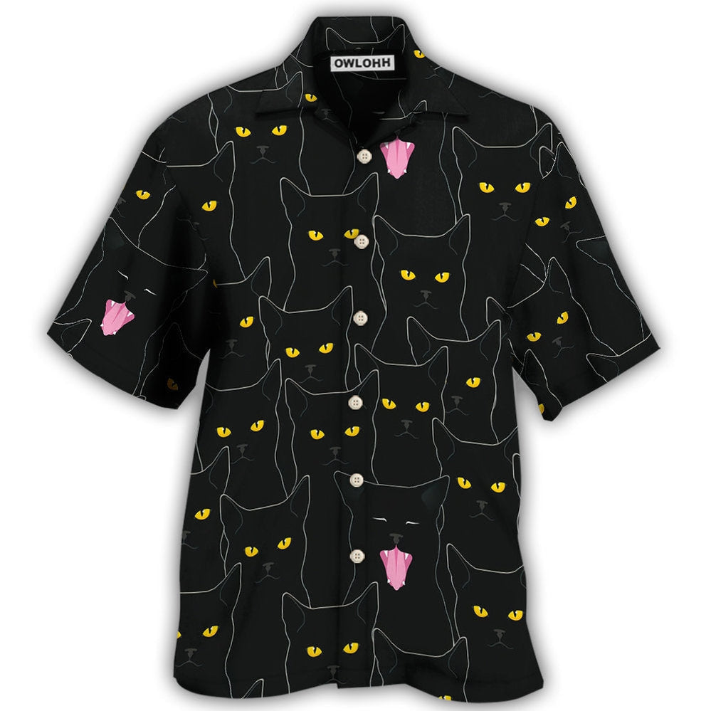 Hawaiian Shirt / Adults / S Black Cat Lovely Looking At You - Hawaiian Shirt 