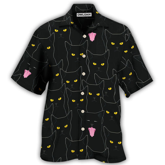 Hawaiian Shirt / Adults / S Black Cat Lovely Looking At You - Hawaiian Shirt 