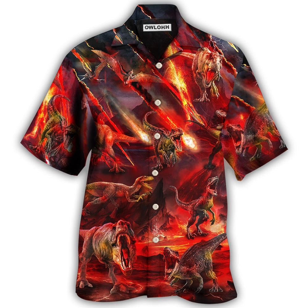 Hawaiian Shirt / Adults / S Dinosaur Meteorite Rain Cool Style - Hawaiian Shirt 