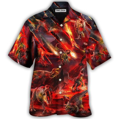 Hawaiian Shirt / Adults / S Dinosaur Meteorite Rain Cool Style - Hawaiian Shirt 