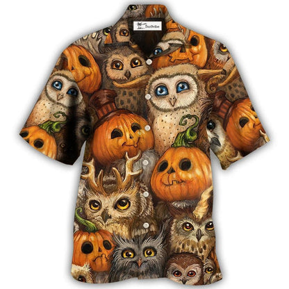 Hawaiian Shirt / Adults / S Halloween Owl Pumpkin Pattern - Hawaiian Shirt 