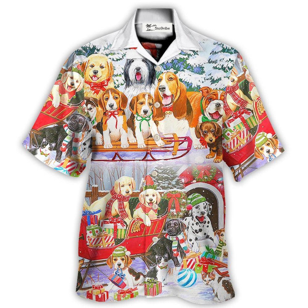 Hawaiian Shirt / Adults / S Dog Snowman Christmas Tree Merry Xmas - Hawaiian Shirt 