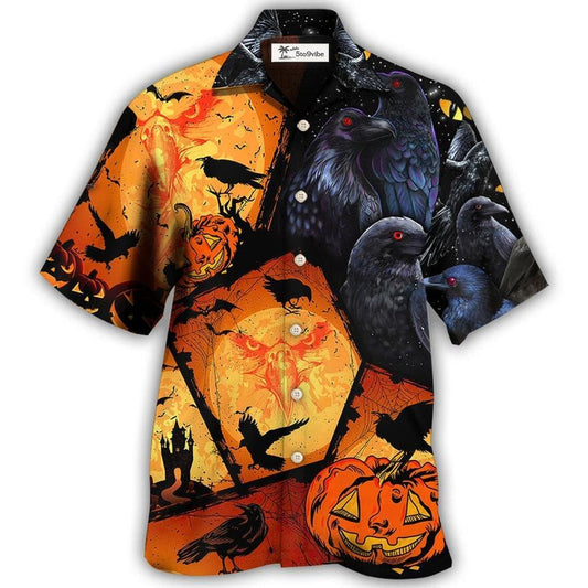 Hawaiian Shirt / Adults / S Halloween Raven Pumpkin Scary - Hawaiian Shirt 
