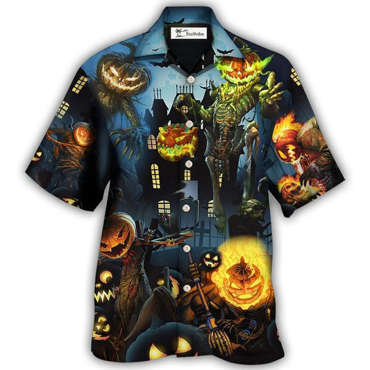Hawaiian Shirt / Adults / S Halloween Pumpkin Scary Sky Night - Hawaiian Shirt 