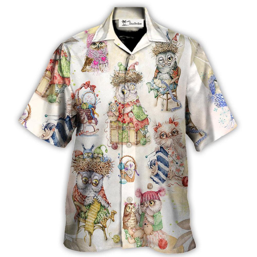 Owl Knitting Is Happy Place - Hawaiian Shirt 