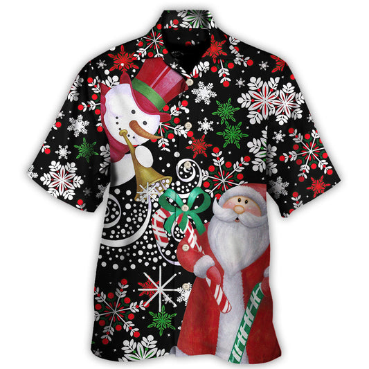 Hawaiian Shirt / Adults / S Christmas Snowyday With Santa And Snowman - Hawaiian Shirt 
