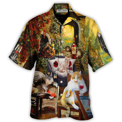 Hawaiian Shirt / Adults / S Cat Drink Wine and Judge - Hawaiian Shirt 