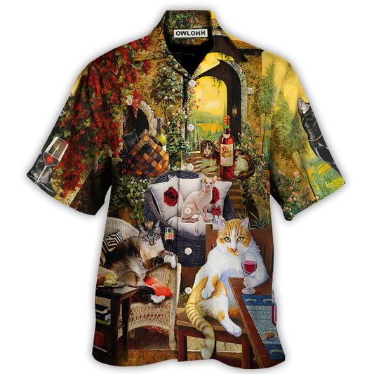 Hawaiian Shirt / Adults / S Cat Drink Wine and Judge - Hawaiian Shirt 