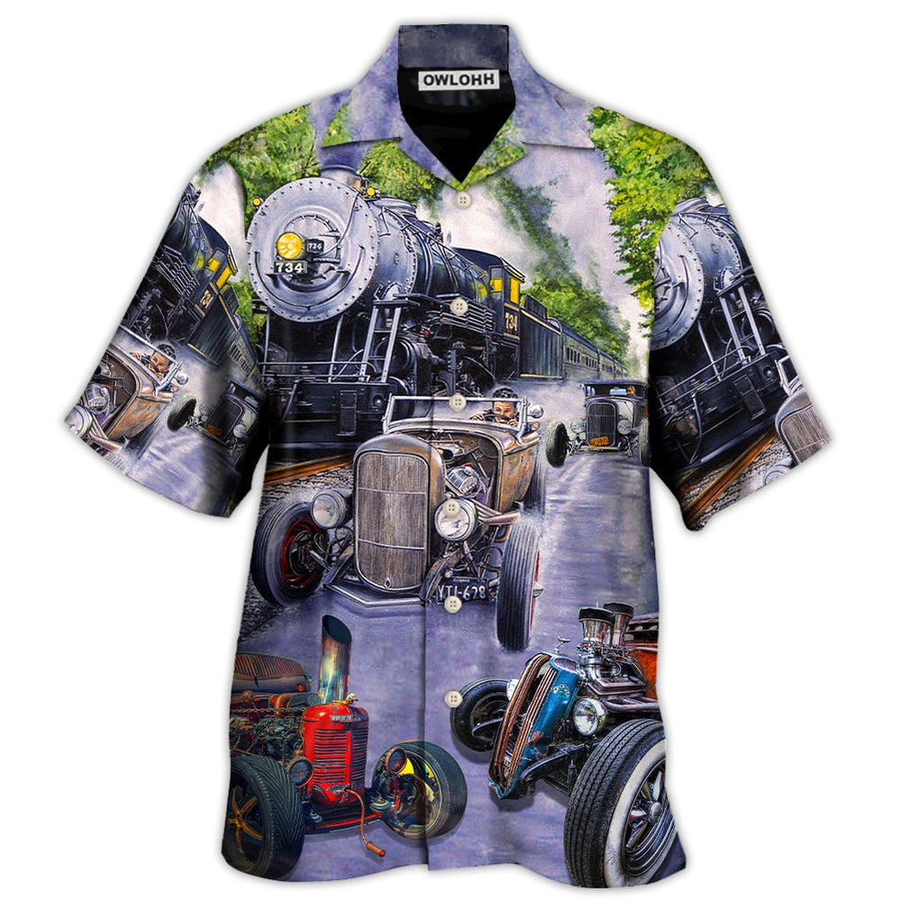 Hawaiian Shirt / Adults / S Hot Rod Racing Train Cool Art Style - Hawaiian Shirt 