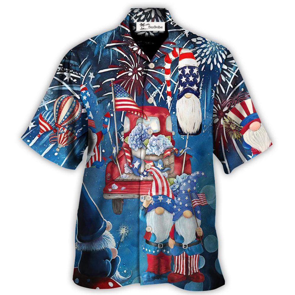 Independence Day Cute Three Trio Gnome 4th Of July - Hawaiian Shirt 