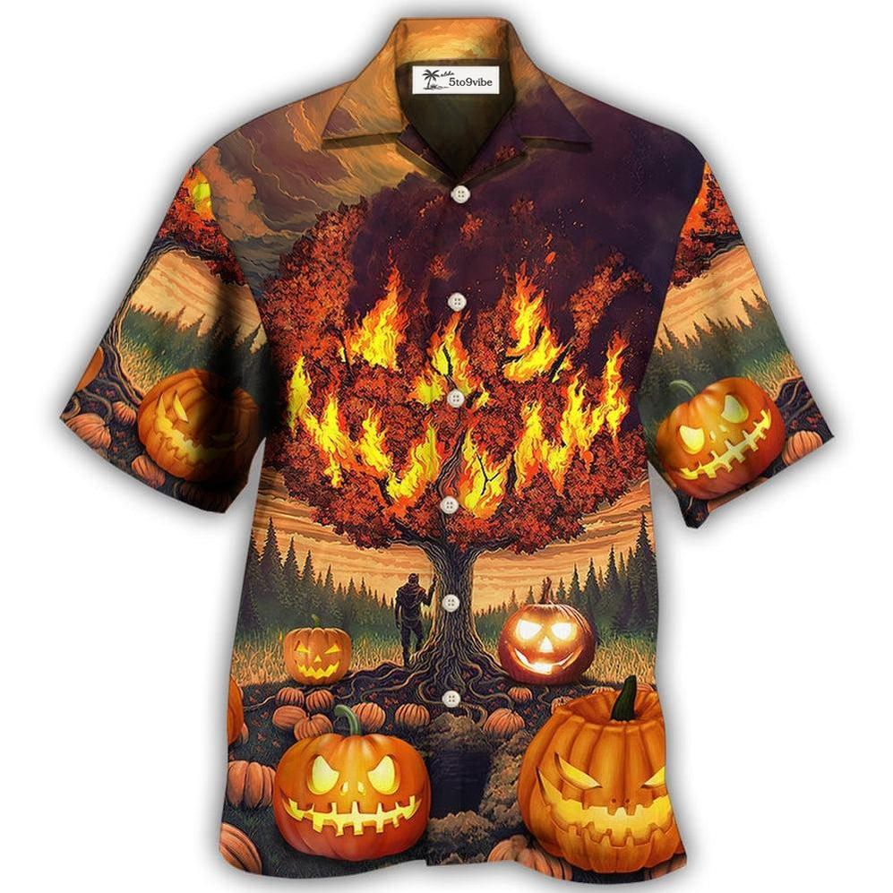 Hawaiian Shirt / Adults / S Halloween Pumpkin Burning Crazy Style - Hawaiian Shirt 