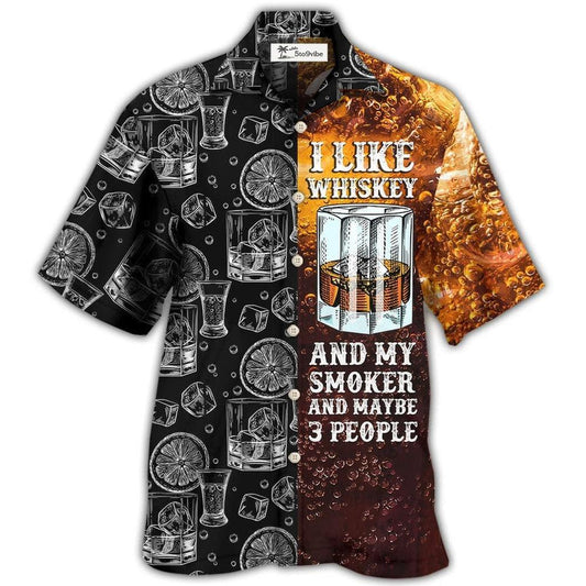 Hawaiian Shirt / Adults / S Wine Whiskey I Like Whiskey And My Smoker - Hawaiian Shirt 