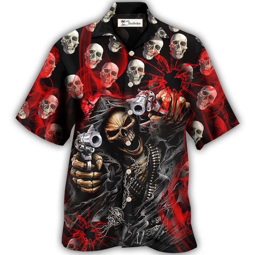 Hawaiian Shirt / Adults / S Skull Dark Gun Red Smoke Lighting - Hawaiian Shirt 