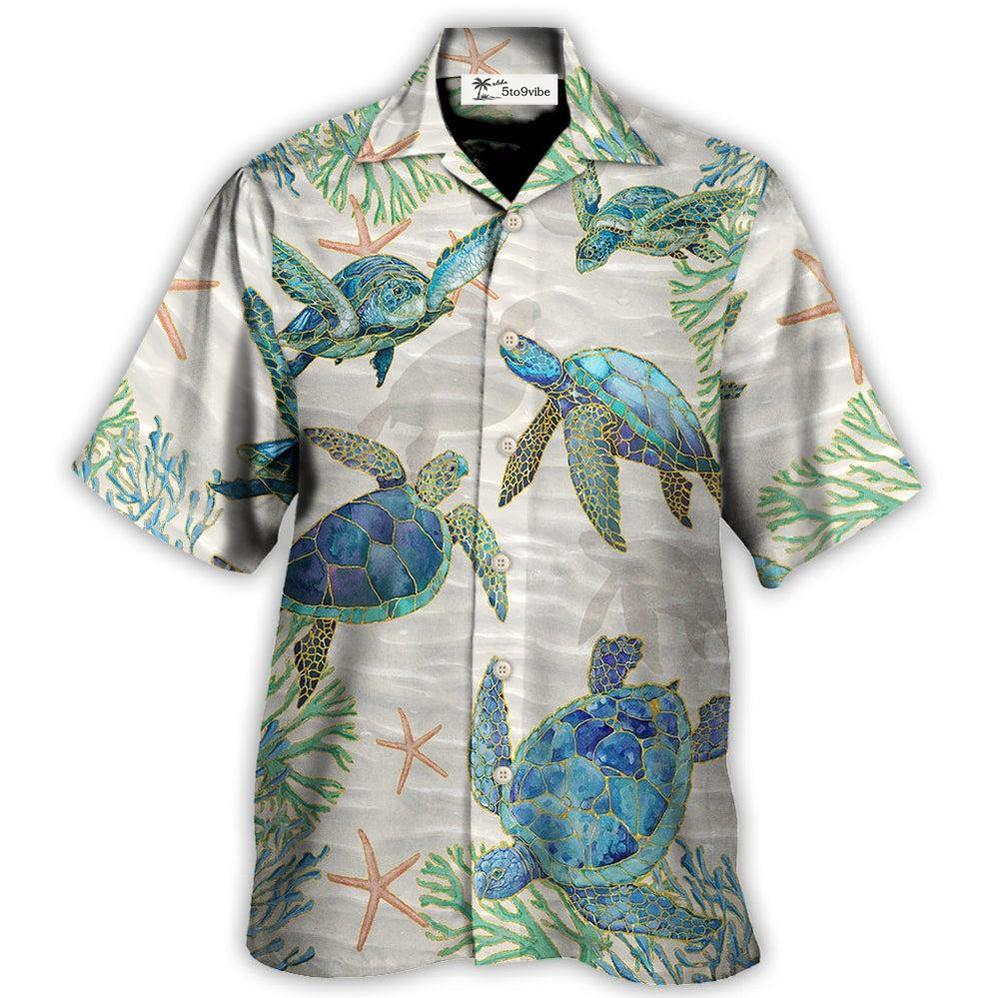 Hawaiian Shirt / Adults / S Turtle Peaceful Relaxing Calm Of The Beach And Ship With Sails - Hawaiian Shirt 