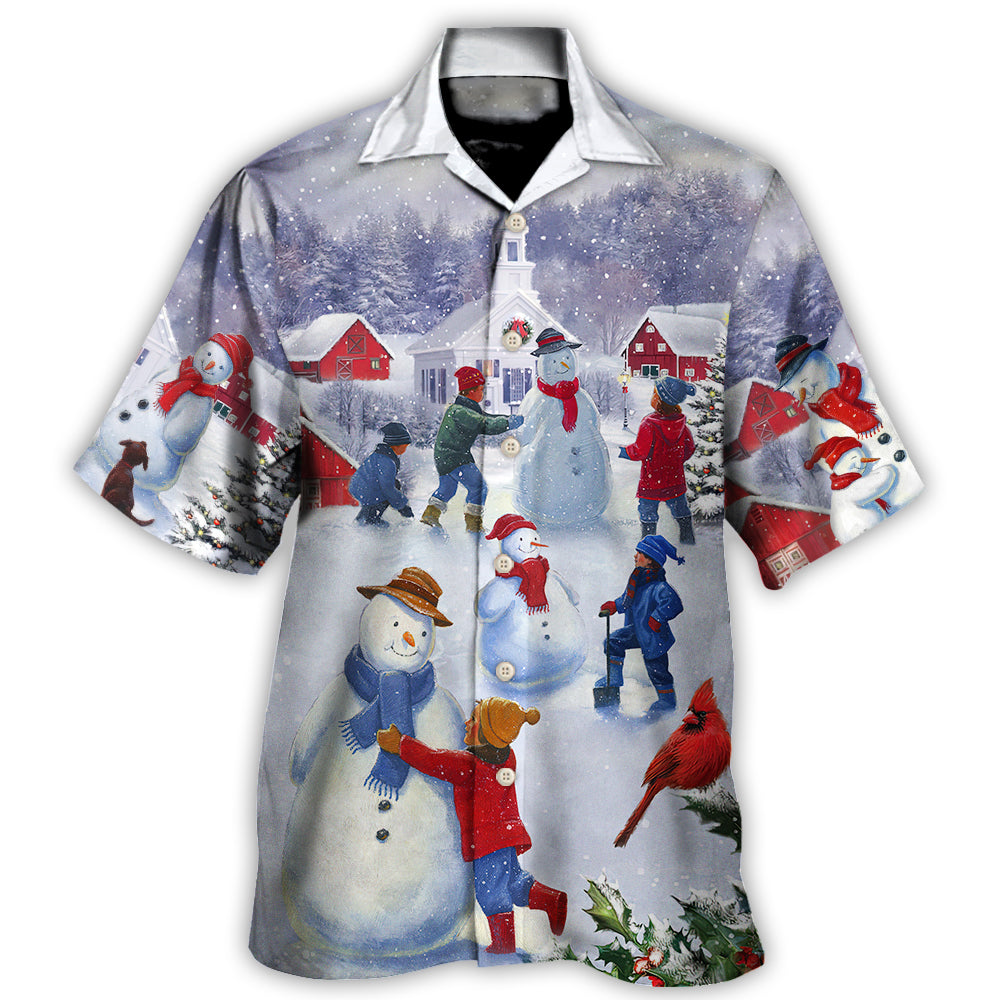 Hawaiian Shirt / Adults / S Christmas Children Love Snowman In The Christmas Town - Hawaiian Shirt 