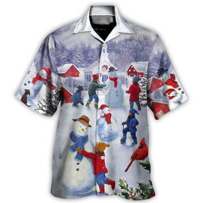 Hawaiian Shirt / Adults / S Christmas Children Love Snowman In The Christmas Town - Hawaiian Shirt 