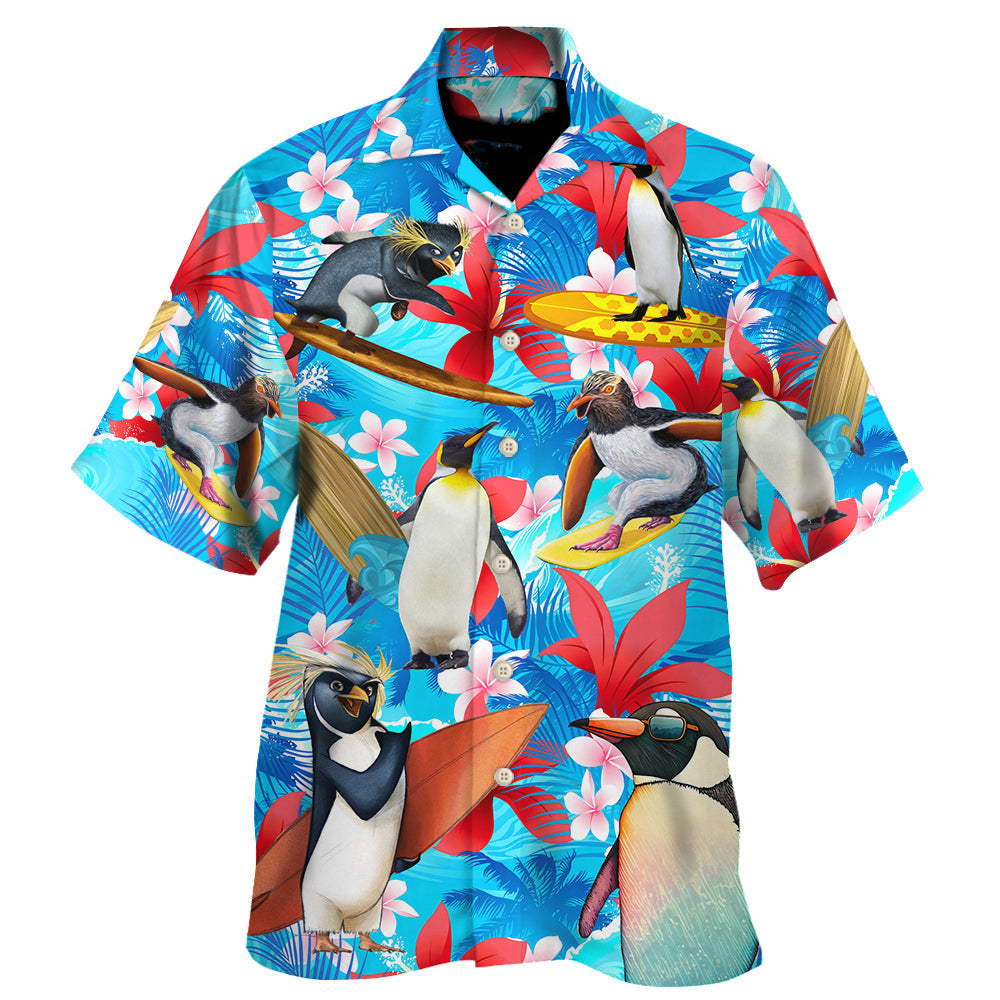 Penguin Funny Color Surf - Unisex Hawaiian Shirt For Men and Women