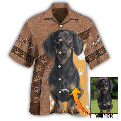 Dachshund / Adults / S Dog Paw Brown Style Classic Custom Photo Personalized - Hawaiian Shirt 