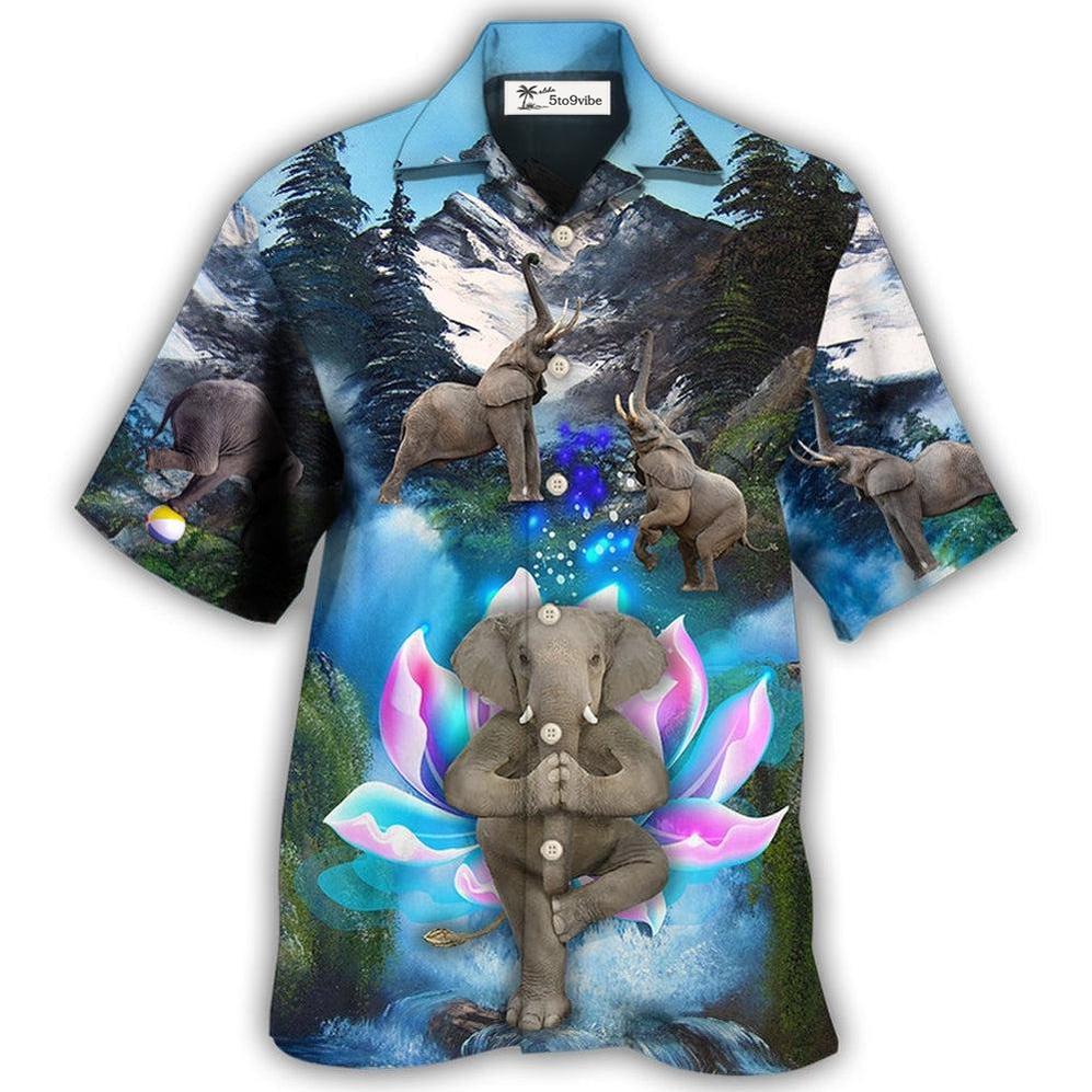 Hawaiian Shirt / Adults / S Elephant Yoga Pose On The Waterfall - Hawaiian Shirt 