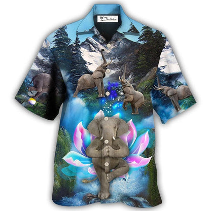 Hawaiian Shirt / Adults / S Elephant Yoga Pose On The Waterfall - Hawaiian Shirt 
