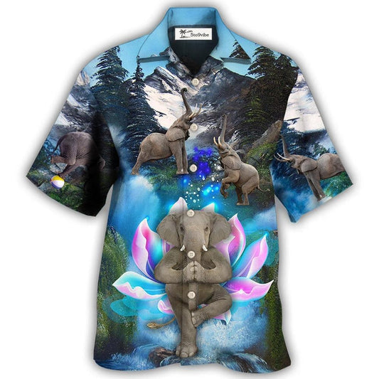 Hawaiian Shirt / Adults / S Elephant Yoga Pose On The Waterfall - Hawaiian Shirt 