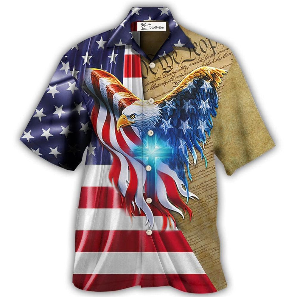 Hawaiian Shirt / Adults / S Eagle Cross One Nation Under God - Hawaiian Shirt 
