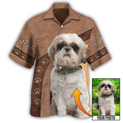 Shih Tzu / Adults / S Dog Paw Brown Style Classic Custom Photo Personalized - Hawaiian Shirt 