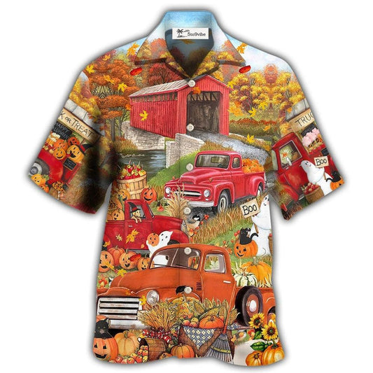 Hawaiian Shirt / Adults / S Halloween Truck With Pumpkin In Town - Hawaiian Shirt 