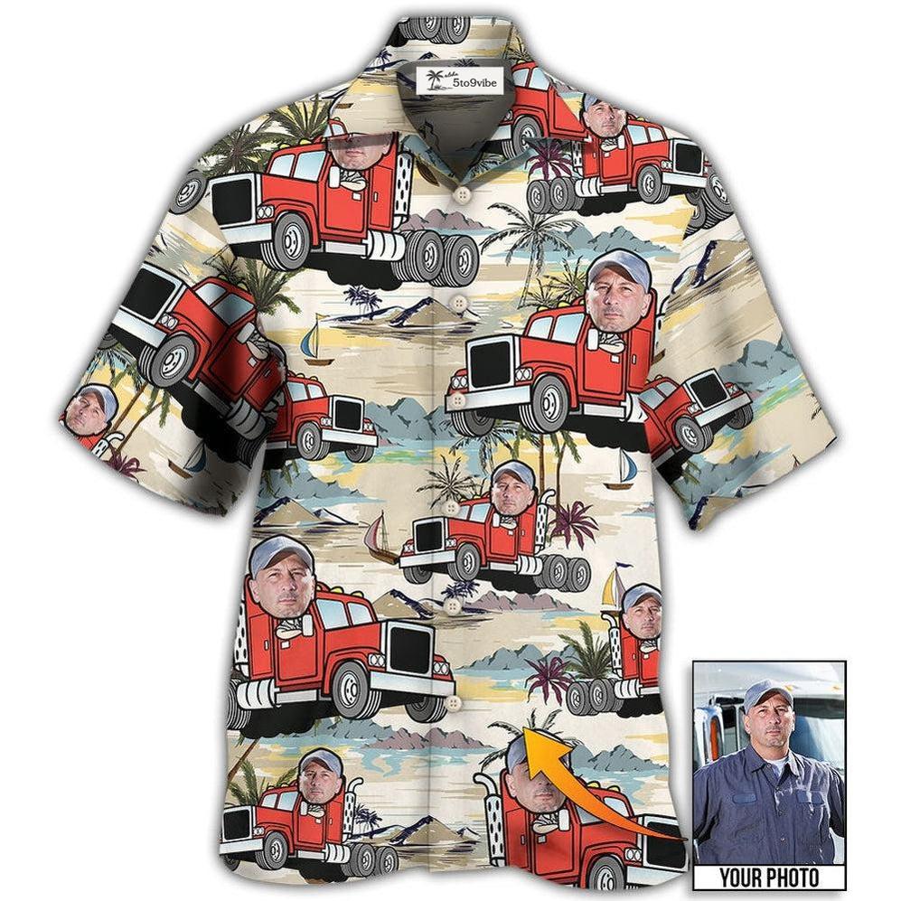 Hawaiian Shirt / Adults / S Truck Driver Tropical Beach Custom Photo - Hawaiian Shirt 