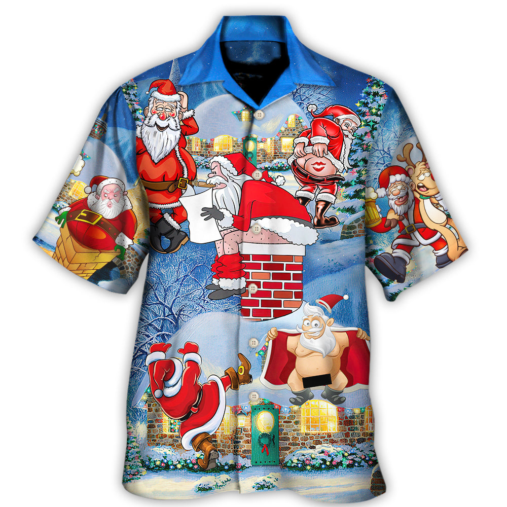 Hawaiian Shirt / Adults / S Christmas Rebellious Santa Claus Drunk Beer Troll Xmas Funny - Hawaiian Shirt 