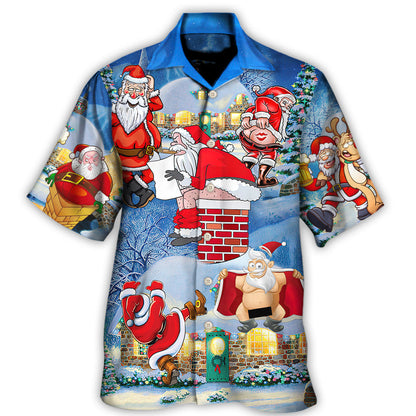 Hawaiian Shirt / Adults / S Christmas Rebellious Santa Claus Drunk Beer Troll Xmas Funny - Hawaiian Shirt 